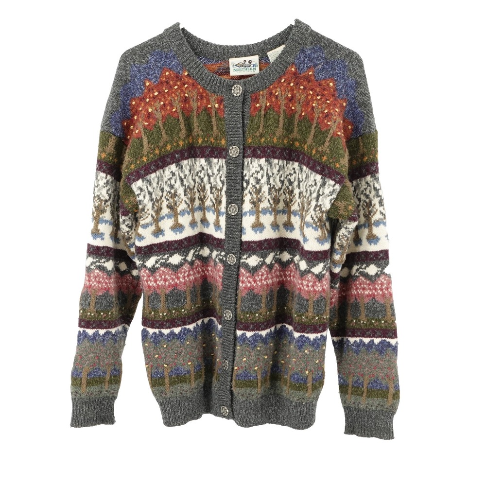 Norther Reflections Cardigan Sweater SZ M Wool Blend Cottagecore Grandmacore VTG